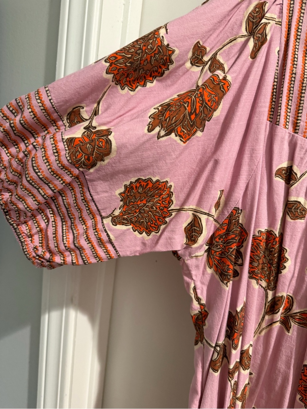 Knox Rose Pink Floral Boho Midi Dress w/ pockets. Size L - Picture 10 of 12